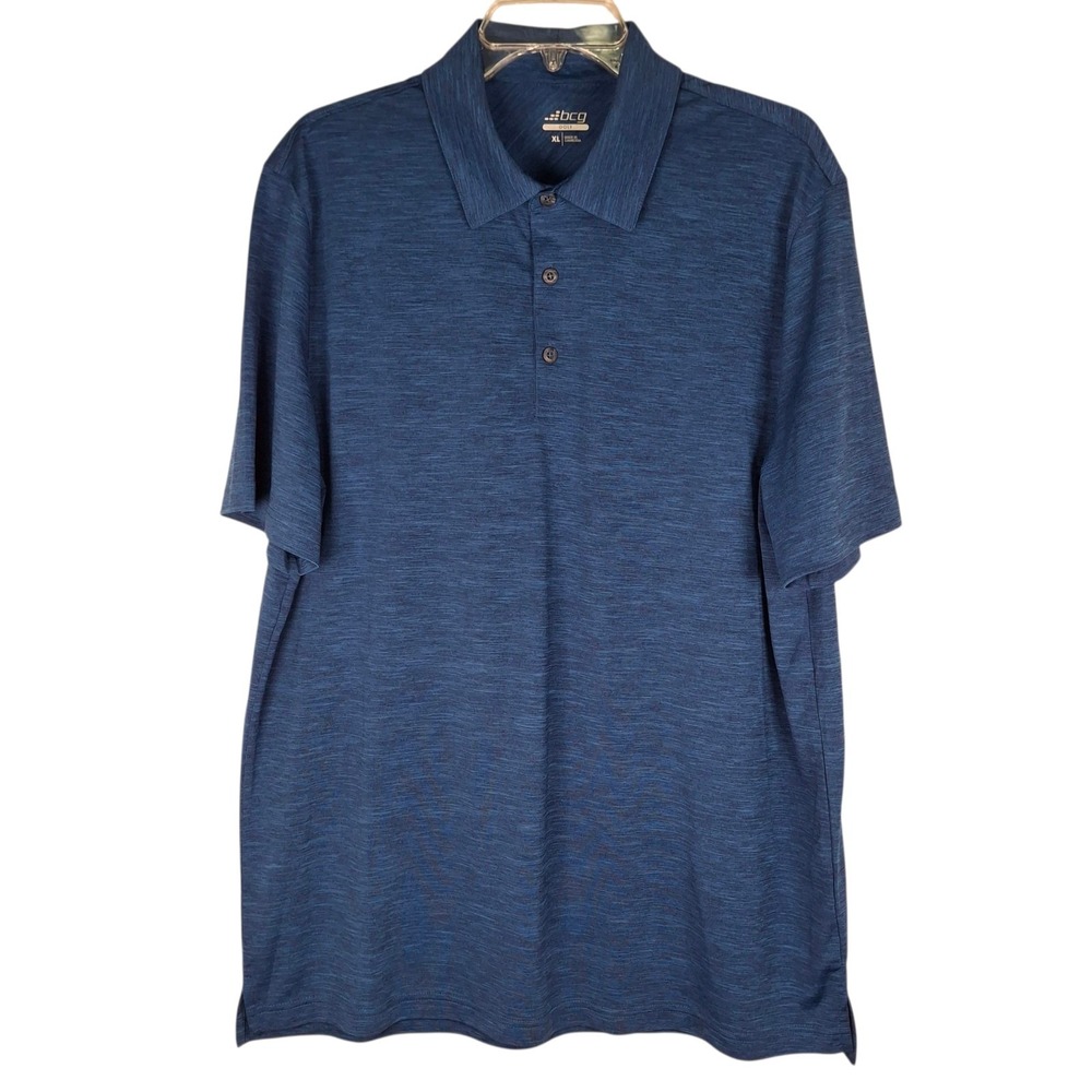 BCG Golf Polo Shirt‎ Mens XL Performance Polyester Outdoors Blue Marbeled